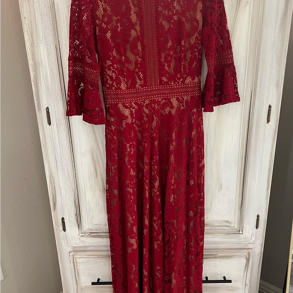 Chic Red Long Sleeve Dress